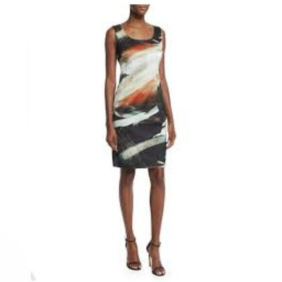Lafayette 148 Modern Artistic Print Dress w/ back slit NWOT fully lined - Picture 3 of 11